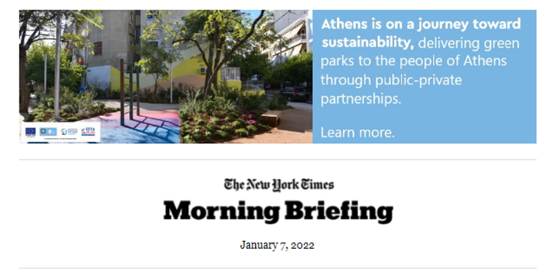 Athenian news travelling around the world through The New York Times!